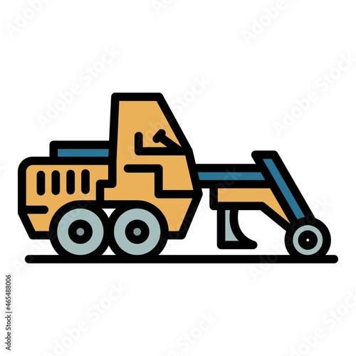 Grader machine icon. Outline grader machine vector icon color flat isolated