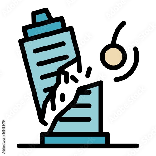 Demolition work icon. Outline demolition work vector icon color flat isolated