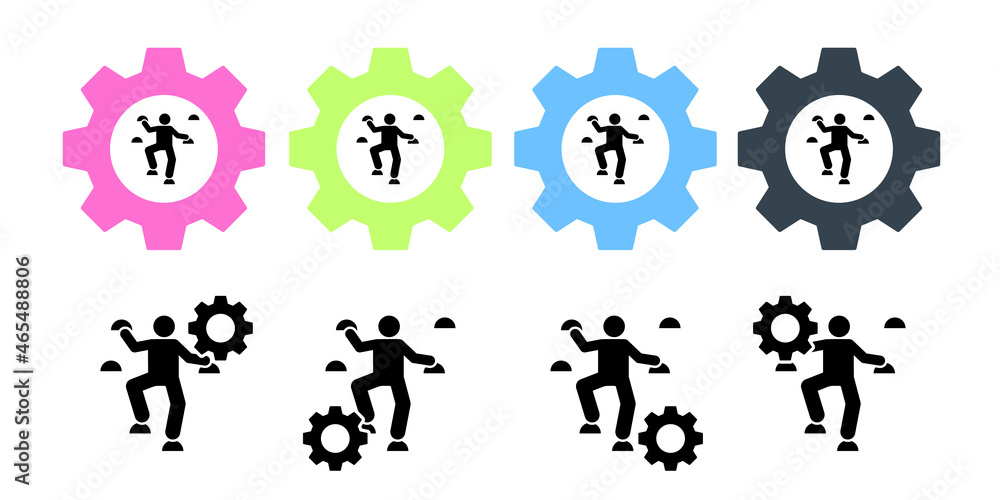 Man climbing adventure vector icon in gear set illustration for ui and ux, website or mobile application Man climbing adventure vector icon in gear set illustration for ui and ux, website or mobile application