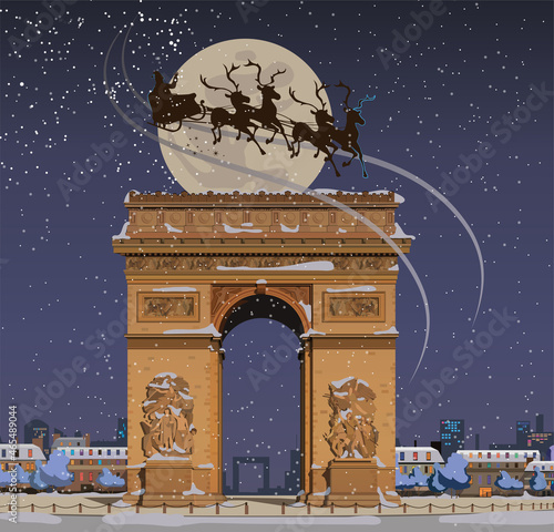 Christmas in Paris, New Year. Vector.