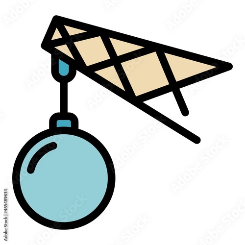 Steel wrecking ball icon. Outline steel wrecking ball vector icon color flat isolated