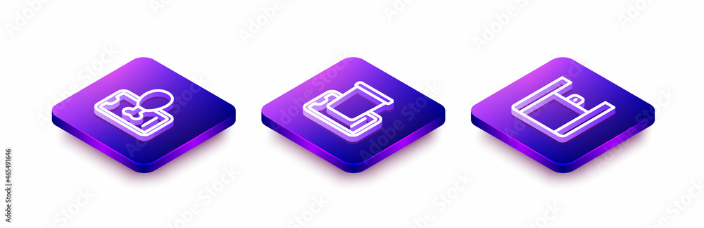 Set Isometric line Food ordering on mobile, and Online food icon. Vector Set Isometric line Food ordering on mobile, and Online food icon. Vector