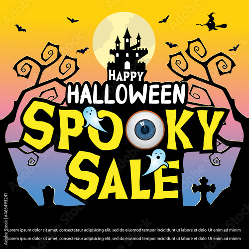 Vector Illustration for Halloween sale banner layout design.