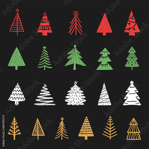Color spruce trees set in vector  flat design.