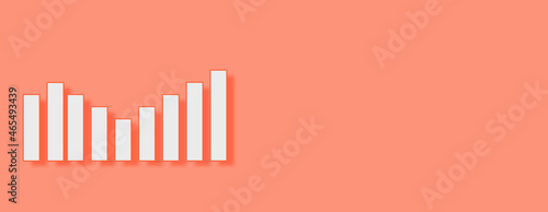 Stats Graph Concept on red background. Horizontal web banner with copy space  template.