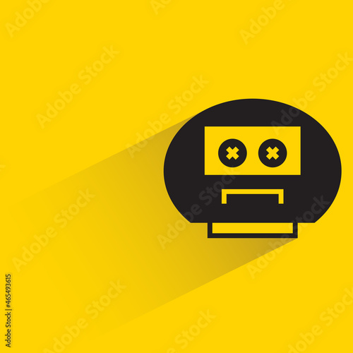 robot character with drop shadow on yellow background