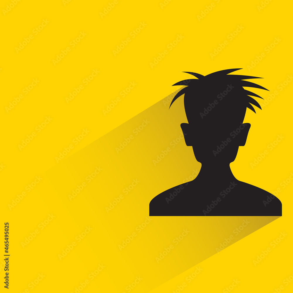 silhouette male face with drop shadow on yellow background silhouette male face with drop shadow on yellow background