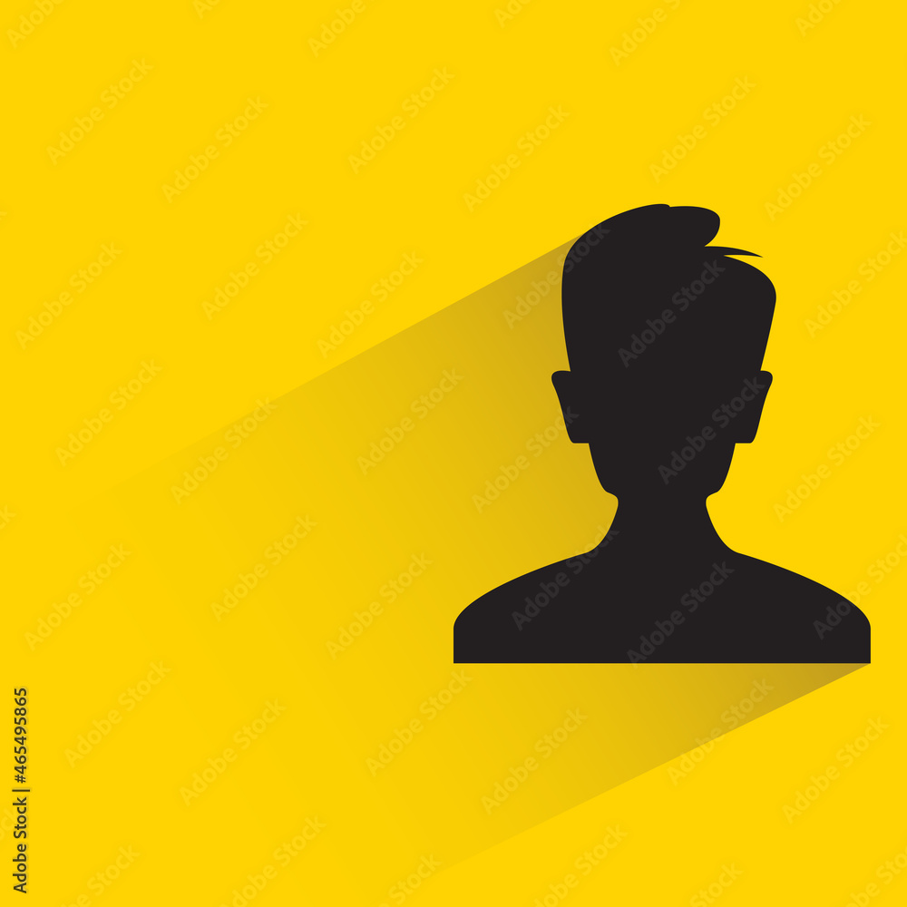 silhouette male face with drop shadow on yellow background silhouette male face with drop shadow on yellow background