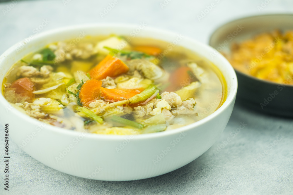 Thai homemade mildly seasoned soup Thai homemade mildly seasoned soup
