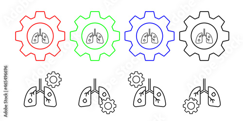 Air pollution, cancer vector icon in gear set illustration for ui and ux, website or mobile application