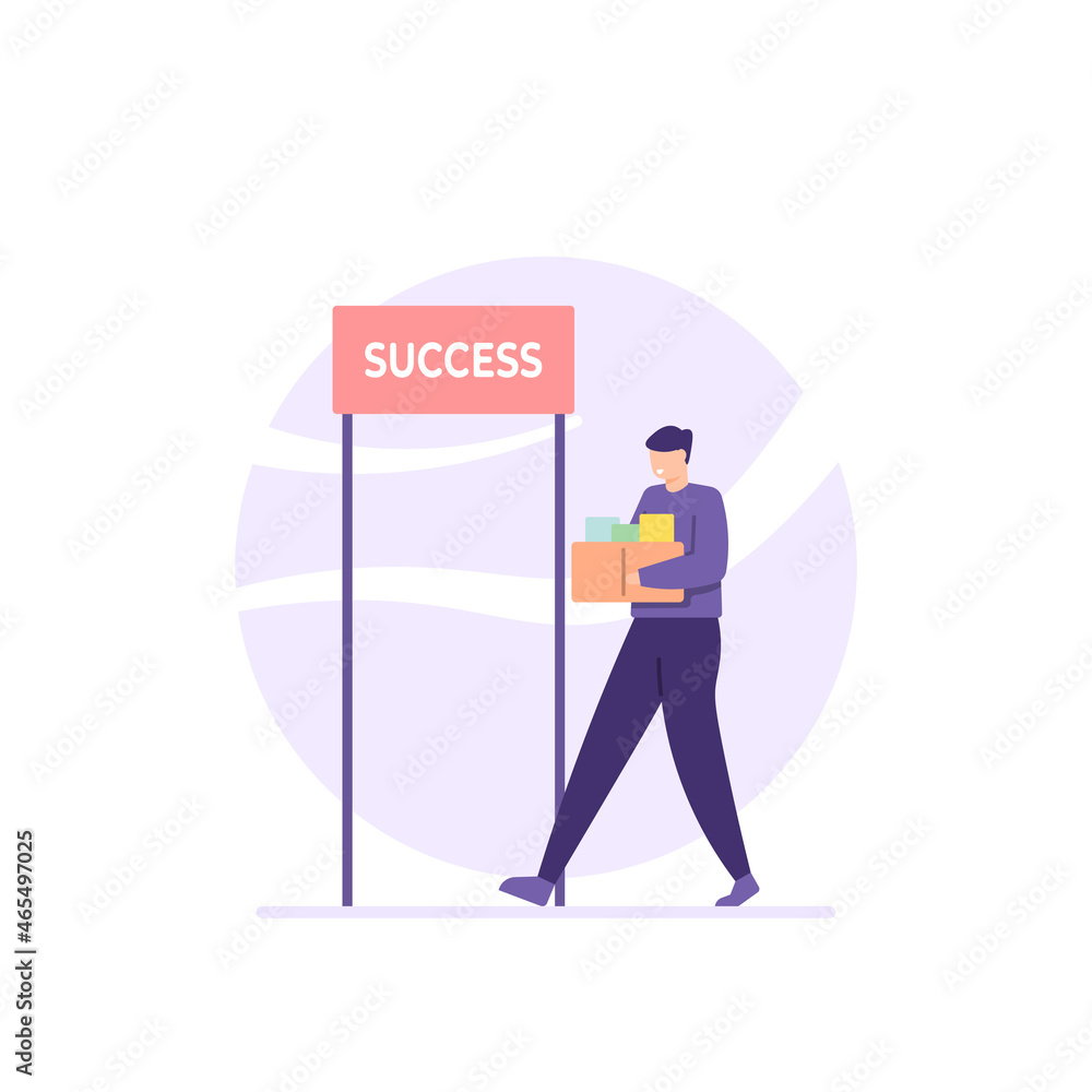 illustration of a worker or employee who decides to stop working or leave his job to go on the path of success. resign for success. flat cartoon style. vector design illustration of a worker or employee who decides to stop working or leave his job to go on the path of success. resign for success. flat cartoon style. vector design