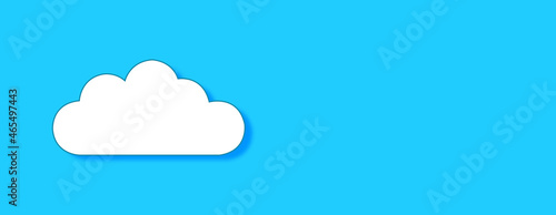 Cloud Concept on blue background. Horizontal web banner with copy space  template.