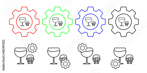 Alcohol, allergic face vector icon in gear set illustration for ui and ux, website or mobile application