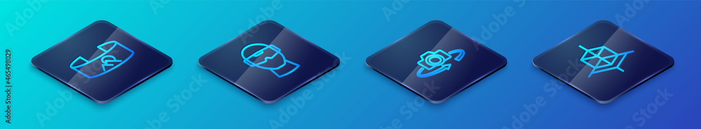 Set Isometric line 360 degree view, 3d modeling and Virtual reality glasses icon. Vector Set Isometric line 360 degree view, 3d modeling and Virtual reality glasses icon. Vector