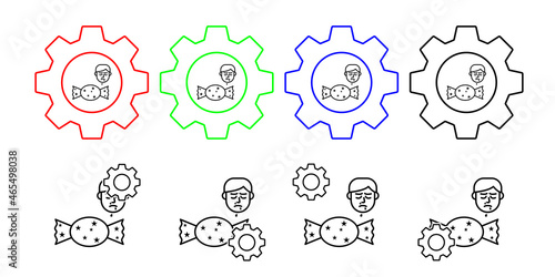 Candy, allergic face vector icon in gear set illustration for ui and ux, website or mobile application