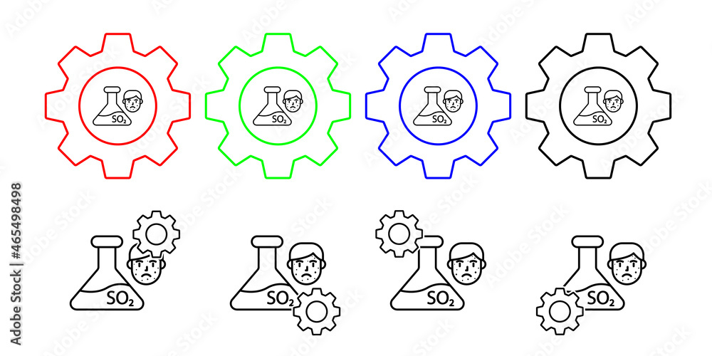 Chemical allergy vector icon in gear set illustration for ui and ux, website or mobile application