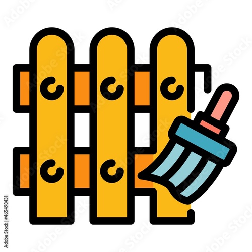 Paint wood fence icon. Outline paint wood fence vector icon color flat isolated