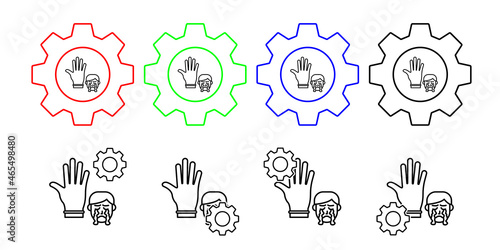 Latex, allergic face vector icon in gear set illustration for ui and ux, website or mobile application