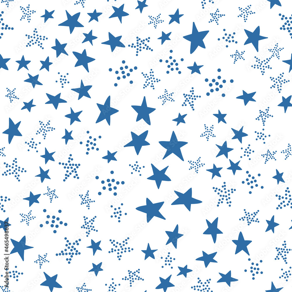 Seamless pattern, star asterisk, white blue design with star element Seamless pattern, star asterisk, white blue design with star element