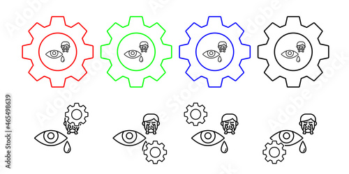 Cry, eye, tear, allergic face vector icon in gear set illustration for ui and ux, website or mobile application