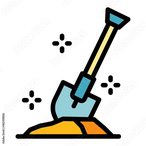 Landscape designer shovel icon. Outline landscape designer shovel vector icon color flat isolated