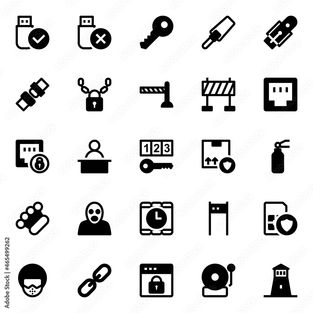 Glyph icons for crime and security. Glyph icons for crime and security.