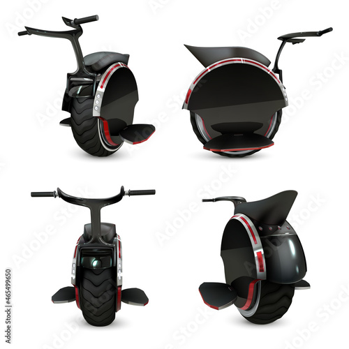 Black Monowheel Realistic Set