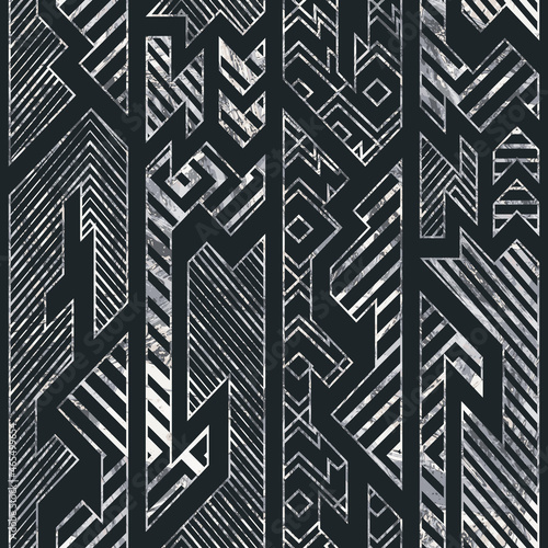Monochrome grunge northern pattern.