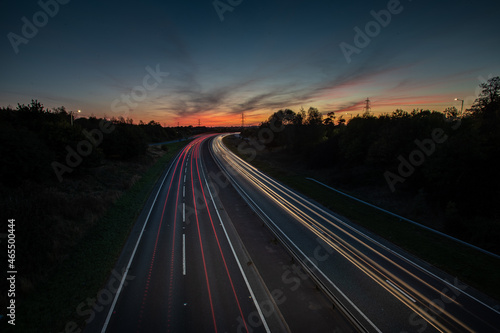 Traffic Light trails on the M1 Motorway in the UK