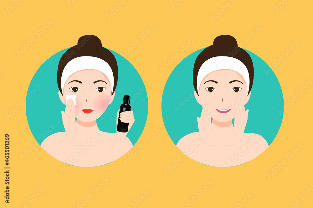 illustration Woman Use a cotton pad to wash off the makeup on face.
illustration Woman Use a cotton pad to wash off the makeup on face.