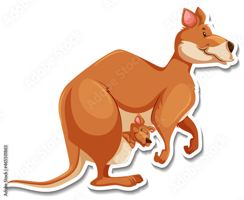 Side view of kangaroo cartoon character sticker