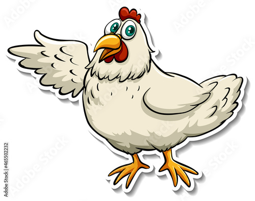 A cute chicken cartoon animal sticker © blueringmedia