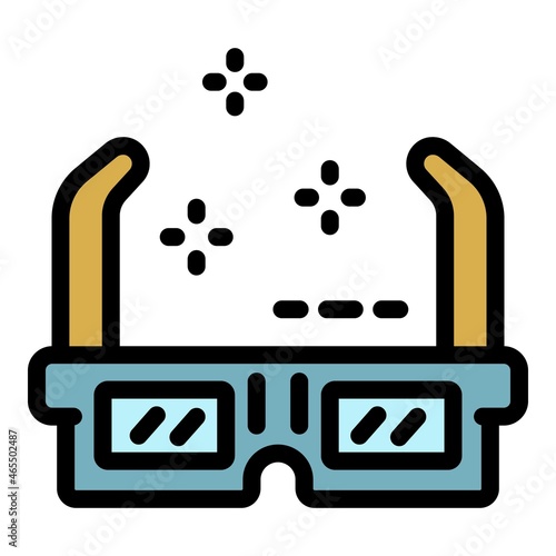 Movie glasses icon. Outline movie glasses vector icon color flat isolated