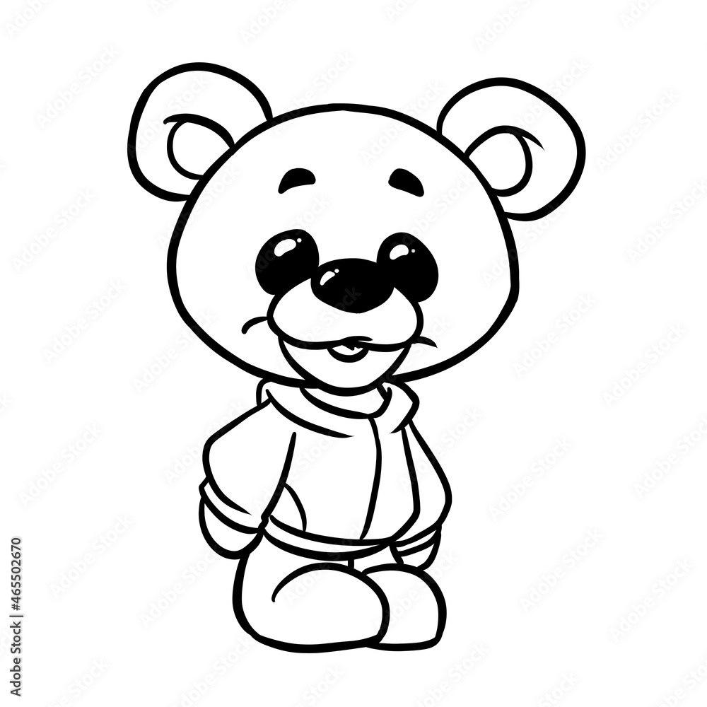 Naklejka premium Little bear teddy jacket character smile illustration cartoon coloring