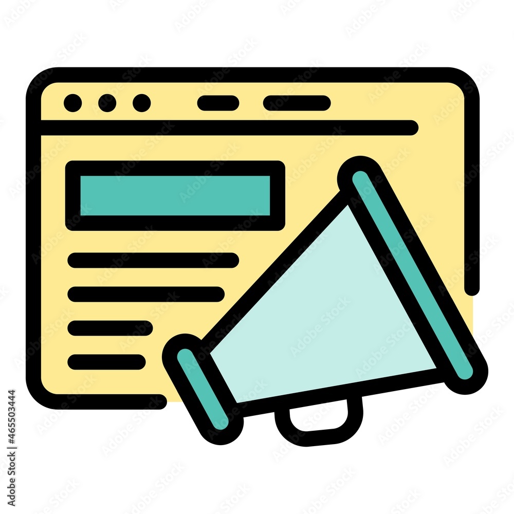 Megaphone web design icon. Outline megaphone web design vector icon color flat isolated Megaphone web design icon. Outline megaphone web design vector icon color flat isolated