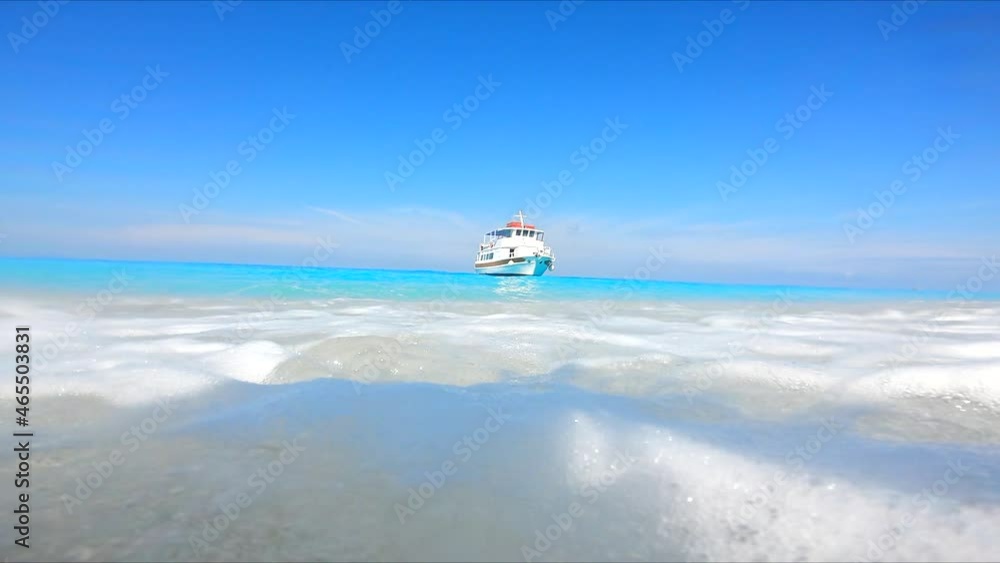 tourist boat at sea beach greece vacation
