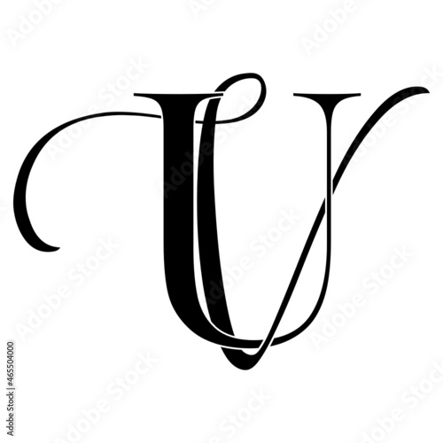 uv, vu, monogram logo. Calligraphic signature icon. Wedding Logo Monogram. modern monogram symbol. Couples logo for wedding