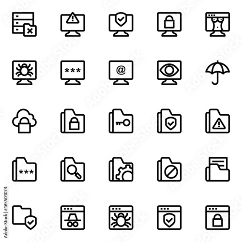 Outline icons for cyber security.