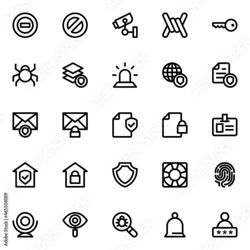 Outline icons for cyber security.