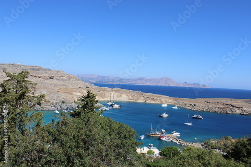 Bucht von Lindos mit Schiffen