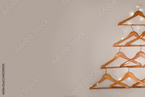Christmas tree made of hangers.