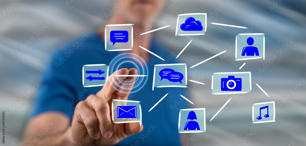 Man touching an application concept Man touching an application concept