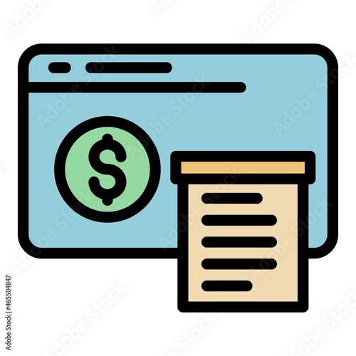 Web page payment icon. Outline web page payment vector icon color flat isolated