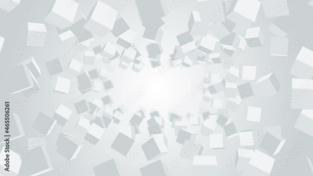 Many cubes floating in air on white background. Business concept. Symbol of digital technology. 3D loop animation. Many cubes floating in air on white background. Business concept. Symbol of digital technology. 3D loop animation.