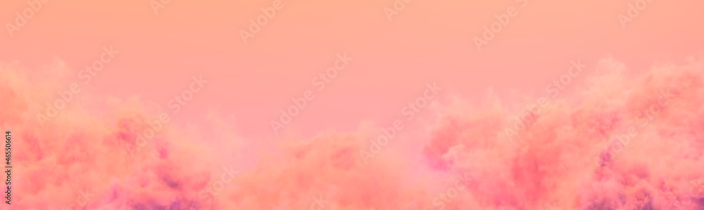 orange panorama of cumulus clouds sunrise background . conceptual nature 3D illustration