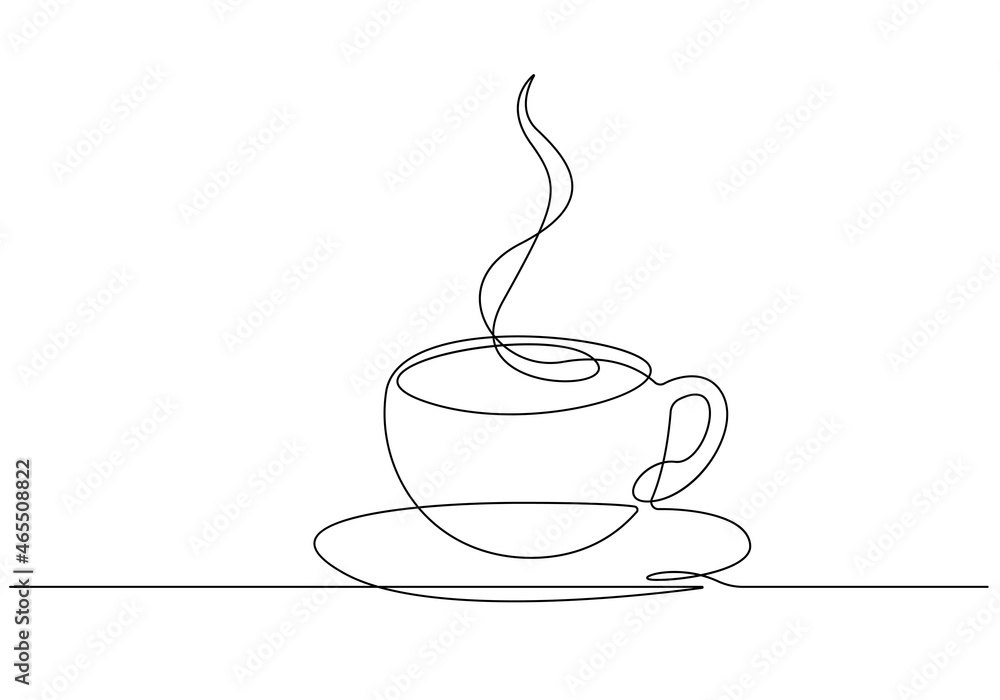 Vecteur Stock Cup Line Art Drawing. Tea Cup Line Art For Wall Decor,  Prints, Posters, Logo. Abstract Illustration Minimalist Modern Style.  Vector Eps 10 | Adobe Stock
