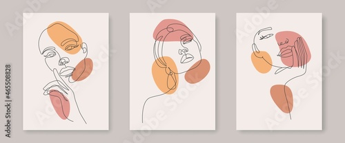 Woman Poster Line Art Drawing. Abstract Female Prints Set One Line Drawing for Wall Art, Fashion Prints, Posters. Art Sketch Print, Minimalistic Single Line Art, Feminine Poster. Vector EPS 10