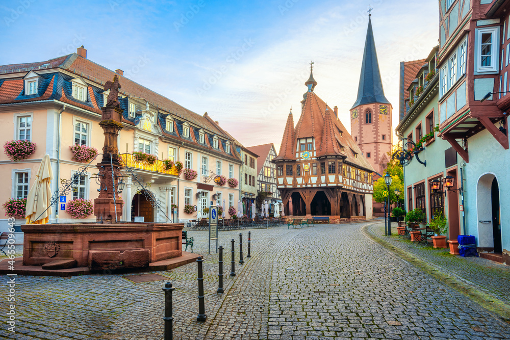 Michelstadt historical Old town, Germany - obrazy, fototapety, plakaty 