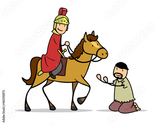 Sankt Martin auf einem Pferd begegnet Bettler photo