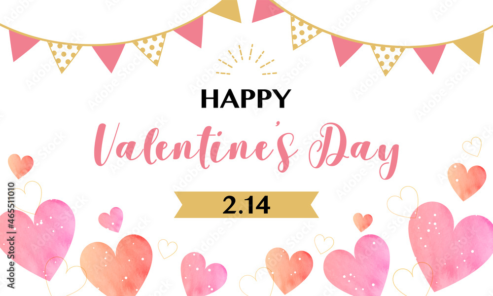 Fototapeta premium バレンタインデーのロゴとハートのベクターイラスト背景